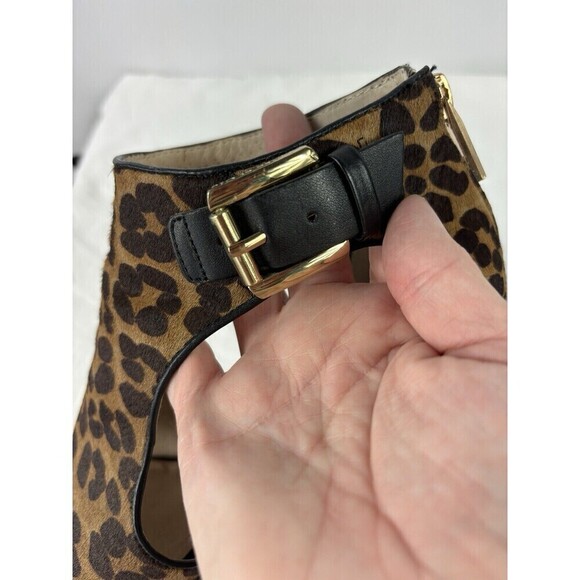 Louise et Cie Peeptoe Booties Heels Leopard Animal Print Brown Black 8.5 B Calf - Picture 11 of 16